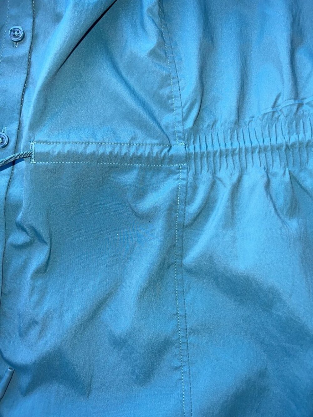 Athleta Levitate Poplin Tank Womens 1X Teal Lightweight Drawstring Sleeveless - Picture 5 of 8